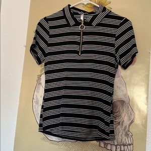 Zip up striped shirt